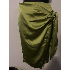 Lime Green Silk MNG SUIT Wrap Skirt Size 2